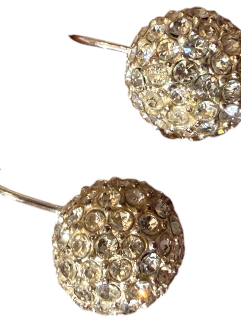 Crystal Pavé Disc Drop Earrings - Silver Tone - Picture 3 of 6